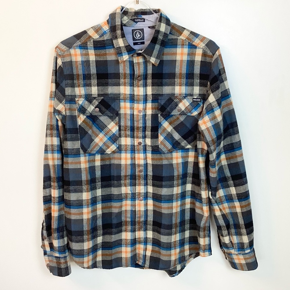 Volcom Fader Plaid Long Sleeve Snap Front Plaid F… - image 1